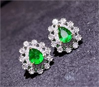 0.6cts Natural Emerald 18Kt Gold Earrings
