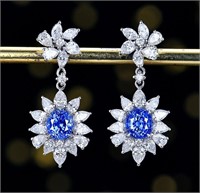 2.1cts Cornflower Blue Sapphire 18Kt Gold Earrings