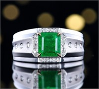 1.3ct Natural Emerald 18Kt Gold Ring