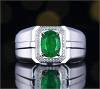 0.85ct Natural Emerald 18Kt Gold Ring