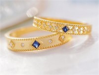18Kt Gold Natural Sapphire Ring Set