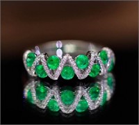 0.9cts Natural Emerald 18Kt Gold Ring