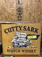 Cardboard CuttySark Scotch Whiskey box filled with