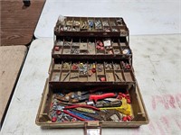 toolbox full of hardware & parts
