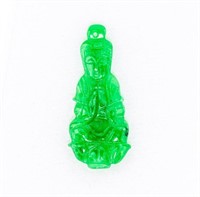 Jewelry Carved Green Jade Buddha Pendant