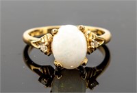 Jewelry 10k Gold Opal & Diamond Ring
