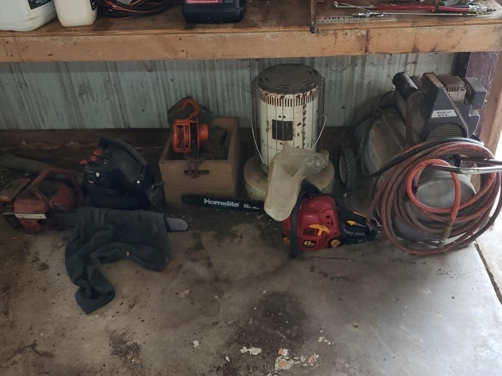 Assorted Chainsaws and Tools