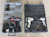 Cordless Drill and Air Chisel Set with Cases