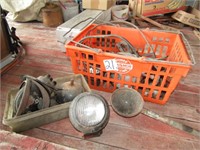 BASKET OF  AC TRACTOR PARTS - LIGHTS MORE
