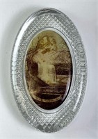 Vintage Crystal Oval Paper Weight Minnehaha Falls