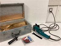 Makita angle grinder. Works. With wood case