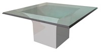 Modern Chrome and Glass Cube Dining Table