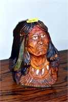 NATIVE AMERICAN CARVED BUST - ARTIST SIGNED