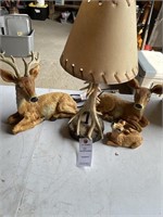 Beautiful Antler Small Lamp,3 Deer Figurines