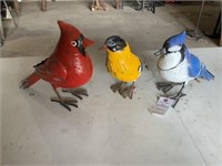 Three Big Metal Birds Yard Art