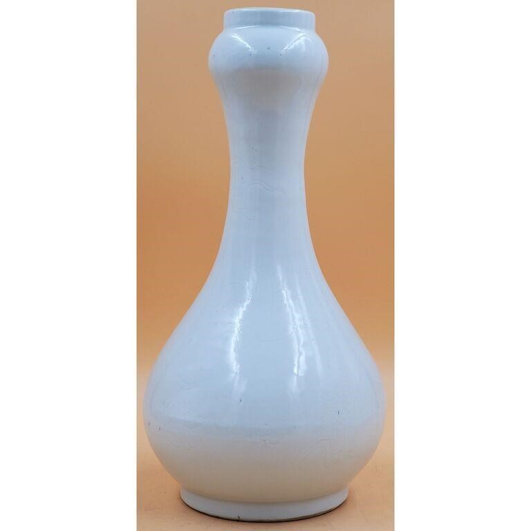 Chinese White Glazed Porcelain Horse Motif Garlic