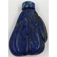 A Finely Carved Lapis Lazuli Gourd Snuff Bottle