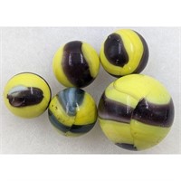 Marbles: Lot Of 5 Machine Made Bumblebees, With O