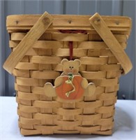 1987 Longaberger hand woven basket with handle