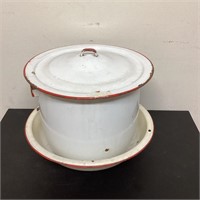 Enamel Chamber Pot and Basin