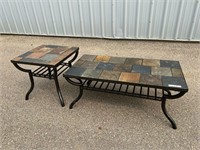 2 Tiled Iron Coffee and End Tables