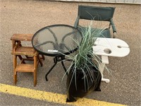 2 Garden Tables, Stool, Chair, Decor Plants