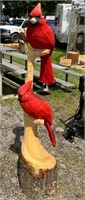 2 perched Cardinal birds, 64" tall