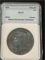 1924 Peace Silver Dollar NNC MS 67