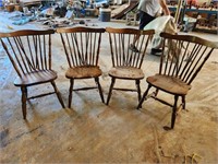 Set of Four Rustic Vintage Wood Chairs