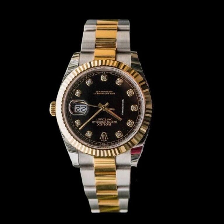 Rolex Two Tone Datejust 41mm Black & Gold Watch