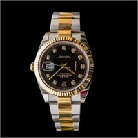 Rolex Two Tone Datejust 41mm Black & Gold Watch