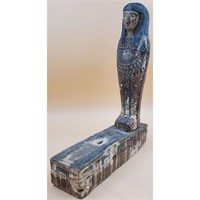 Large Egyptian Wood Standing Polychrome Sculpture
