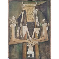Wifredo Lam Artist Signed and Dated Abstract Oil