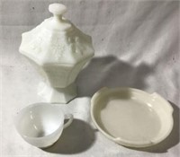 Anchor Hocking Milk Glass Candy Dishes & Mug