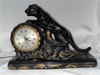 Vintage Panther Mantle Clock - Works!