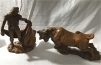 Bullfighter & Charging Bull Statues