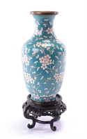 Chinese Cloisonné Enamel Vase on Stand
