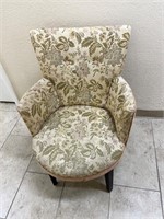 Mid-Century Cushioned Floral Arm Chair