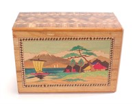 Japanese Puzzle Box Inlaid Marquetry