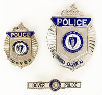 Dover, Mass. Police Officer 2-Badges & Tie Bar