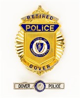 Dover Massachusetts Retired Police Badge & Tie Bar