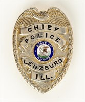 LENZBURG, ILLINOIS CHIEF OF POLICE BADGE