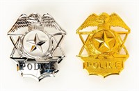 (2) Police Badges Gold Tone & Silver Tone