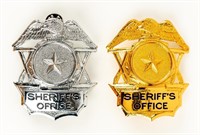 (2)Sheriff's Badges Gold Tone & Silver Tone