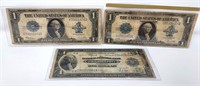 $1 National Currency 1918; (2) $1 Silver