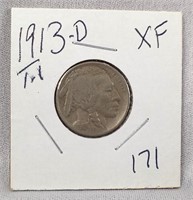 1913-D T.1 Nickel  XF