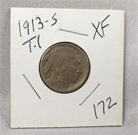 1913-S T.1 Nickel  XF