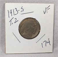 1913-S T.2 Nickel  VF