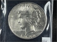 1922 US PEACE DOLLAR UNCIRCULATED MS62+