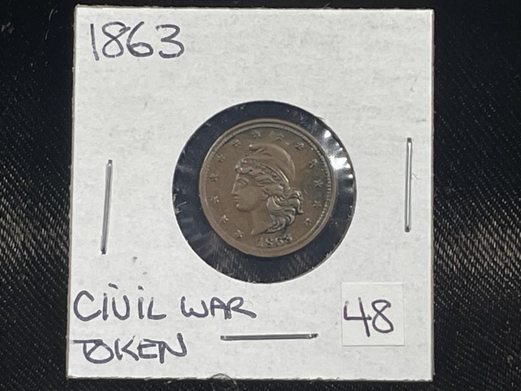 1863 US CIVIL WAR TOKEN AU/BU